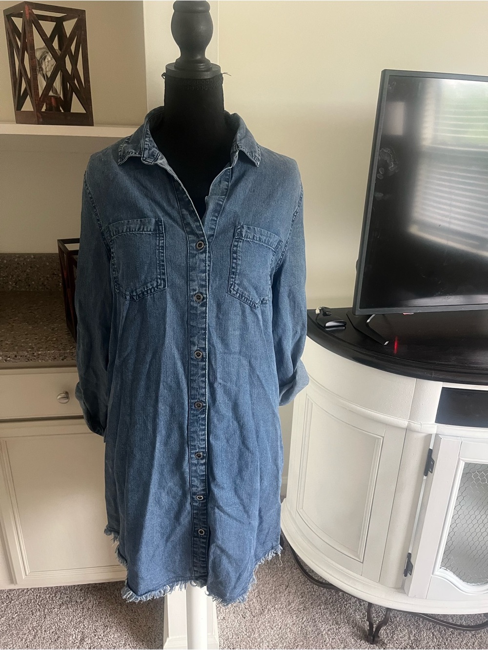 Purple Hearts Denim Shirt Dress